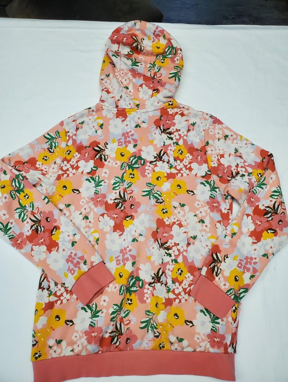 Adidas Originals Her Studio London Floral Hoodie Pink Yellow Trefoil Sweatshirt - Picture 6 of 8